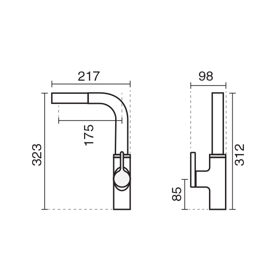 شیر ظرفشویی KWC مدل آوا شاوری (شیلنگ دار)