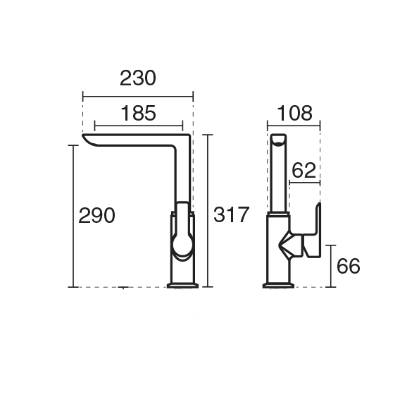 مشخصات فنی شیر ظرفشویی KWC مدل ریتا