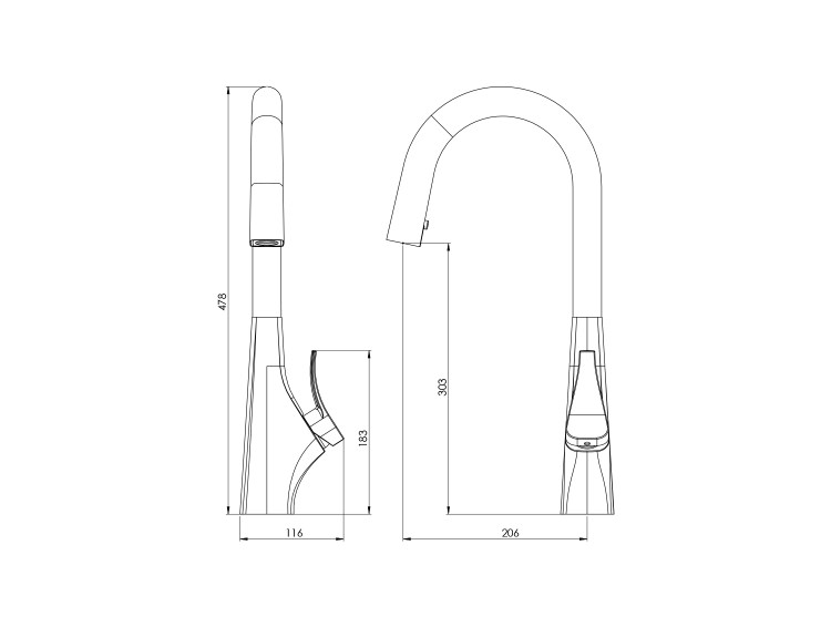 شیر ظرفشویی شاوری (شیلنگ دار) شودر مدل آیدر
